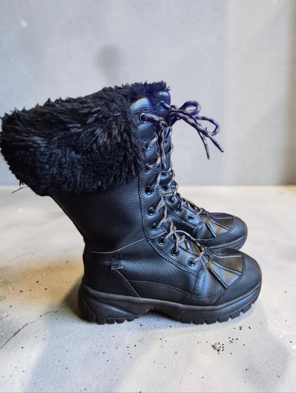 Ugg Yose Tall Fluff Lace-Up Winter Boots, Sz 7